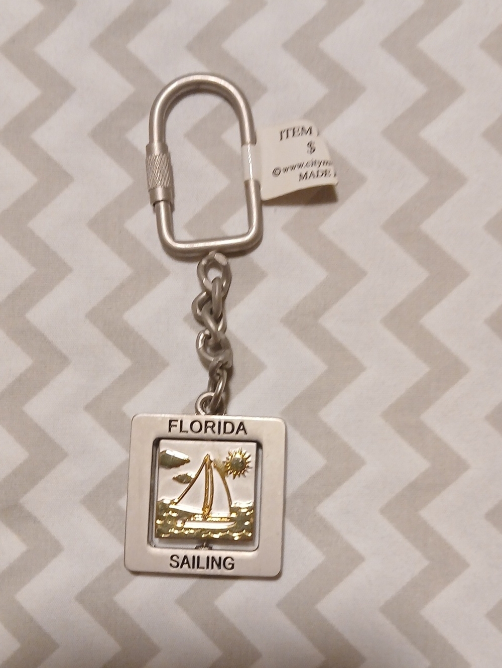 Florida Sailing Two-Tone Metal Keychain - Silver & Gold Tone